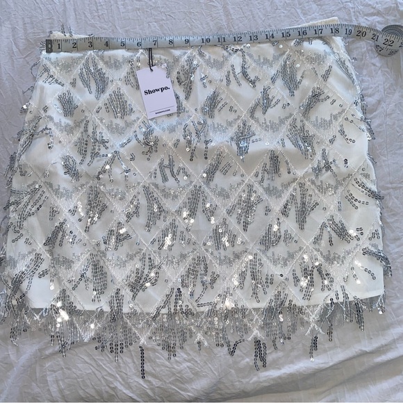 Showpo. Khrizza white silver sequin diamond mesh party/ costume mini skirt 14 - Picture 11 of 12